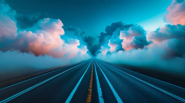 Surreal Illustration of Roads Intersecting at Impossible Angles Defying Physics