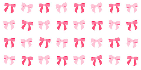 Ribbon bows seamless vector pattern. Gift bow knots, Cute coquette bows background