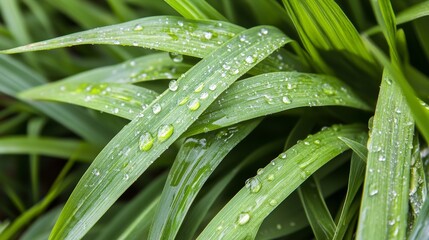 Drops on leaves after rain macro