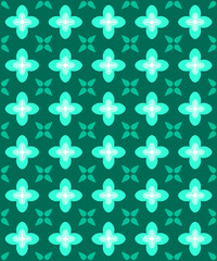 Geometric Light Blue Tiles with Floral Accents