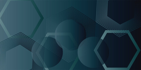 Obraz premium Abstract blue glowing geometric lines on dark background. Modern shiny blue rounded square lines pattern. Futuristic technology concept. Suit for poster, cover, banner, presentation, website, flyer