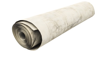 Rolled Blueprint Paper with Detailed Architectural Plans Vintage Design Document Construction