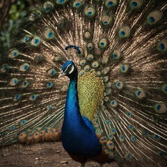 Fototapeta premium peacock with feathers out