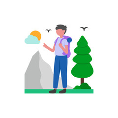 Budget Backpacking Travel Experience Flat Vector Illustration