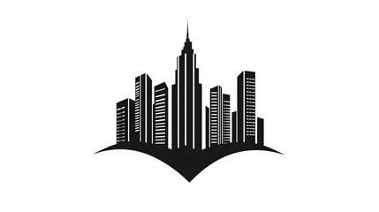 Obraz premium Silhouette of a Modern Cityscape at Night with Skyscrapers and Urban Architecture