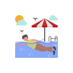 Obraz premium Refreshing Open Water Swim Flat Vector Illustration