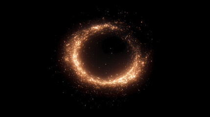 Mysterious cosmic star at the center of galaxy circle at black background. Dark Singularity. Illustration