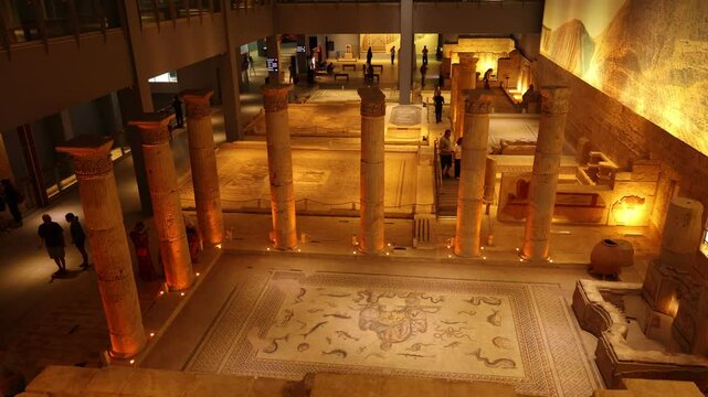 Gaziantep, T&uuml;rkiye - 02.09.2024: People visit the Zeugma Mosaic Museum in Gaziantep, T&uuml;rkiye
