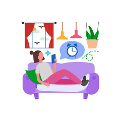 Wake Up with Morning Alarm Flat Vector Illustration