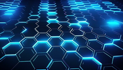 Obraz premium Abstract hexagon grid with blue glow