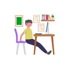 Fototapeta premium Late Night Academic Session Flat Vector Illustration