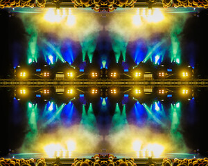 Obraz premium Abstract texture background for design. Stage light and smoke on stage, lighting and spotlights