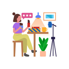 Decadent Chocolate Review Vlog Flat Vector Illustration