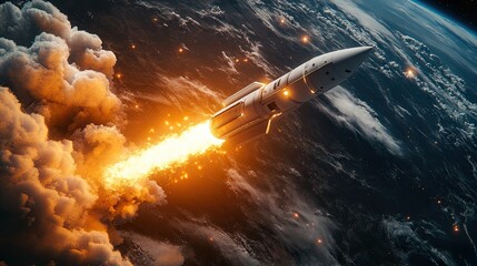 Space rocket launch 3D rende