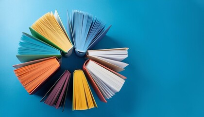 Colorful books arranged in a circle