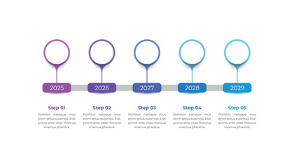 5 Year Infographic Timeline Design Template