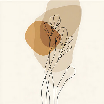 abstract line art picture with baige background