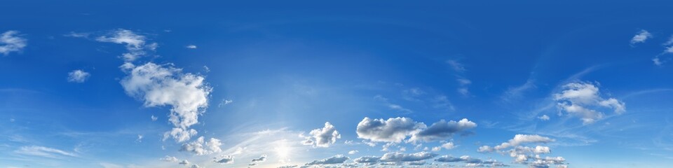blue sky hdri 360 panorama with pink clouds before sunset with zenith for use in 3d graphics as sky...