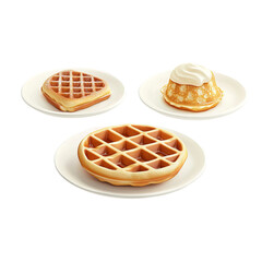 hyper-realistic image of waffle and French toast on plate

