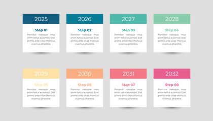 8 Year Infographic Timeline Design Template for Presentation