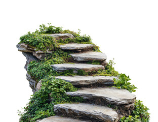 Stone steps in nature environment scenic view isolated on transparent background, png