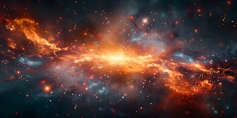 Fototapeta premium Dramatic Nebula with Stars and Glowing Clouds in Deep Outer Space