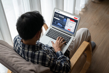Online flight booking website provide modish reservation system . Travel technology concept .