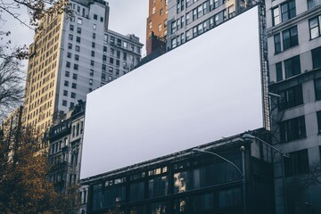 Large urban billboard for advertising in cityscape. AI generated illustration.