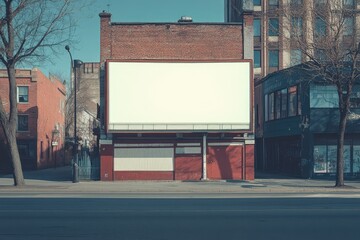 Obraz premium Large urban billboard for advertising in cityscape. AI generated illustration.