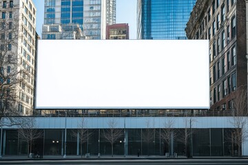 Obraz premium Large urban billboard for advertising in cityscape. AI generated illustration.
