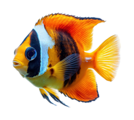 Vibrant clownfish swimming in coral reef underwater isolated on transparent background, png