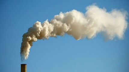 Smoke billowing from an industrial chimney into a clear blue sky