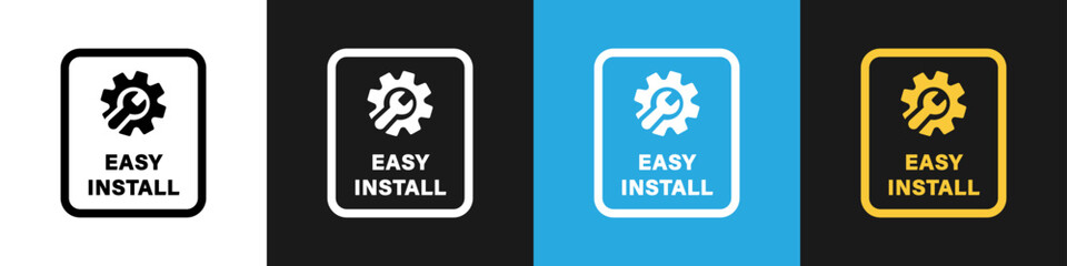 Easy Install vector sign isolated on color backgrounds.