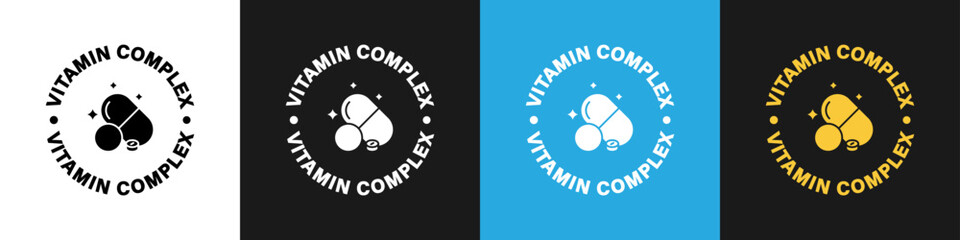 Vitamin Complex - vector stamp for supplement packaging labeling.