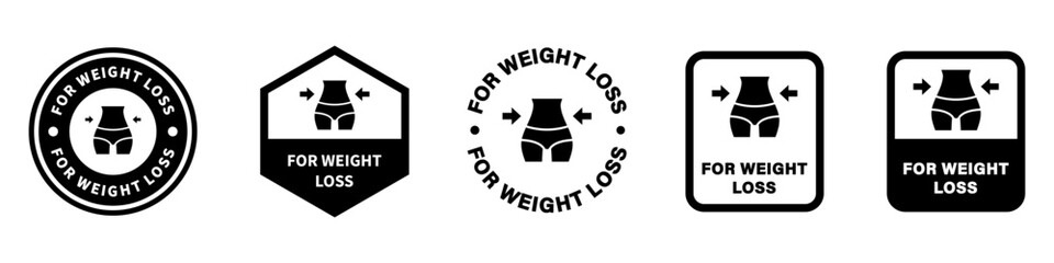 For Weight Loss - signs for vitamin or supplement labeling. Vector isolated on white.