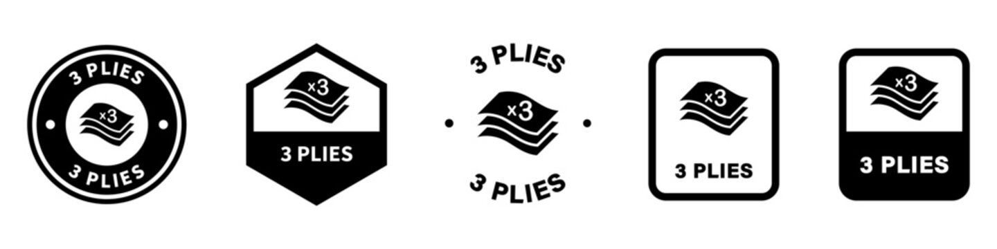 Three Plies - vector signs for product information label. Layers icon.
