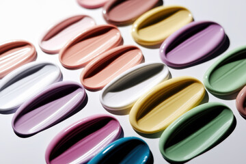 Colorful Palette of Glossy Ceramic Plates in Pastel Tones Perfect for Modern Table Setting