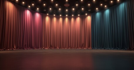 A retro marquee sign stands illuminated on the stage, featuring a large blank area ready for announcements or displays