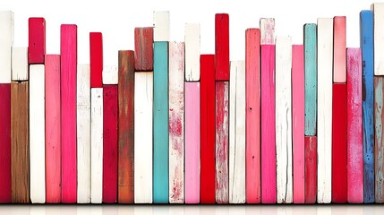 Fototapeta premium Colorful vertical wooden planks arranged artistically with various tones
