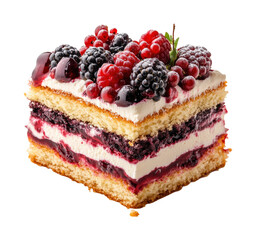 Berry cream cake delight bakery dessert isolated on transparent background, png