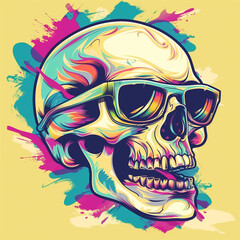 Obraz premium Colorful new school tattoo illustration of a skull