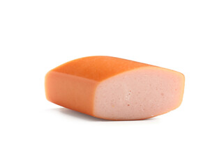 Piece of tasty sausage isolated on white background