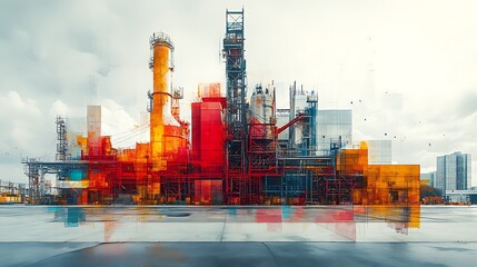 Obraz premium Urban decay meets colorful industrial architecture high resolution hd photo
