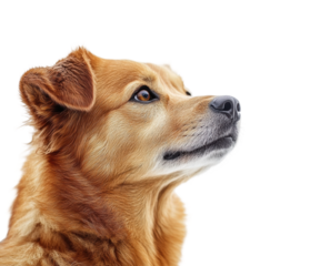 Faithful dog portrait on pet isolated on transparent background, png