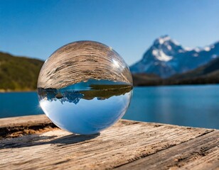 Clear Glass Orb Floating Alone with Subtle Light Bends and Crystal Clarity