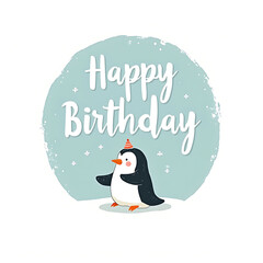 happy birthday penguin icon