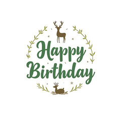 vector illustration of a happy birthday card with a deer