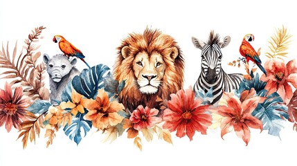 Watercolor composition with various African 