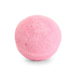 Pink bath bomb on white background