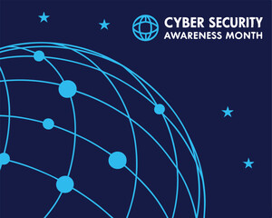 Cyber Security Awareness Month: Shield with Checkmark for Online Safety.